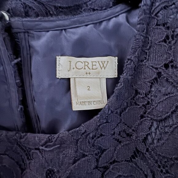 J CREW Navy Blue Lace Midi Sleeveless Fitted Sheath Dress Lined Wedding Formal 2 - Picture 5 of 7